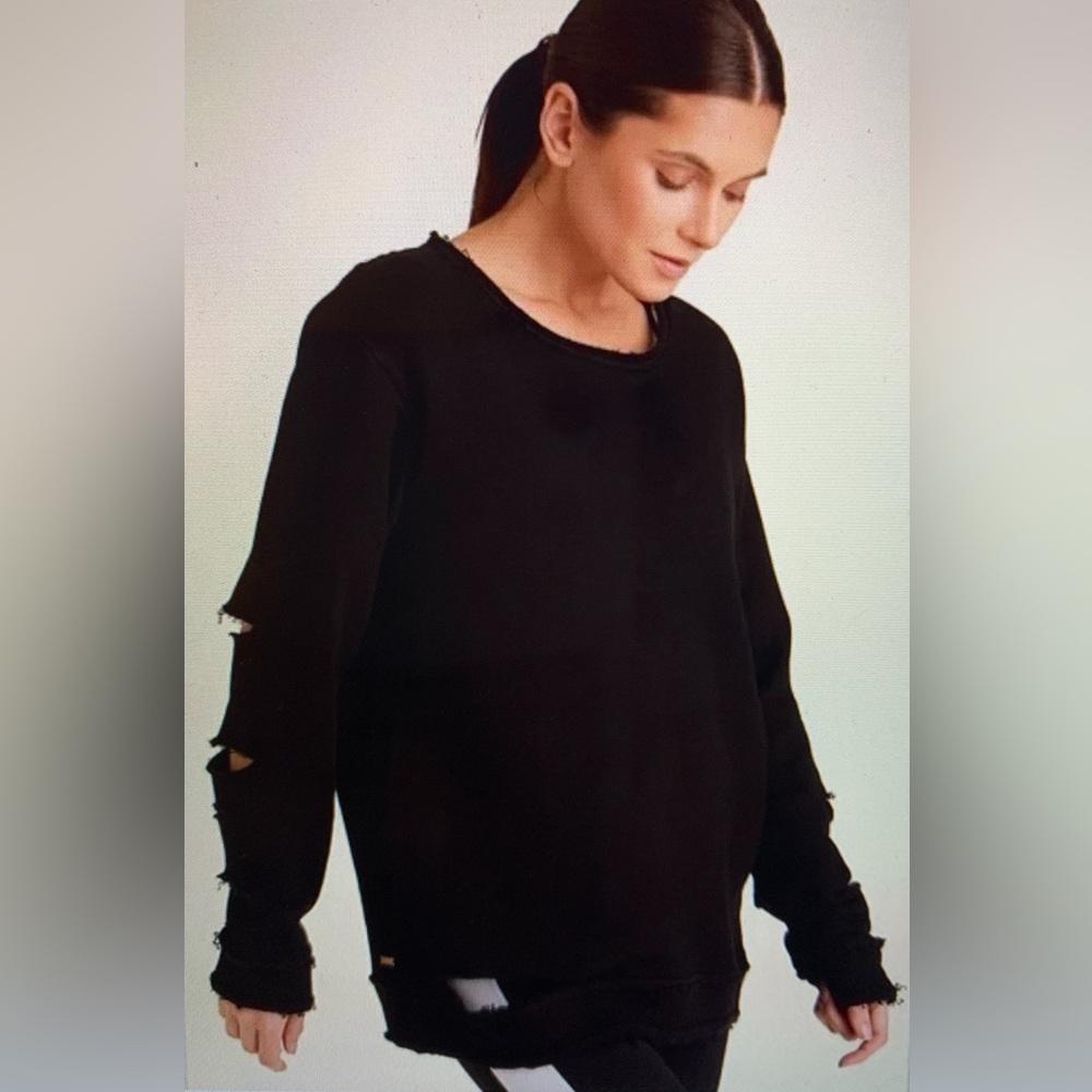 Alala Cypher Black Distressed Sweatshirt